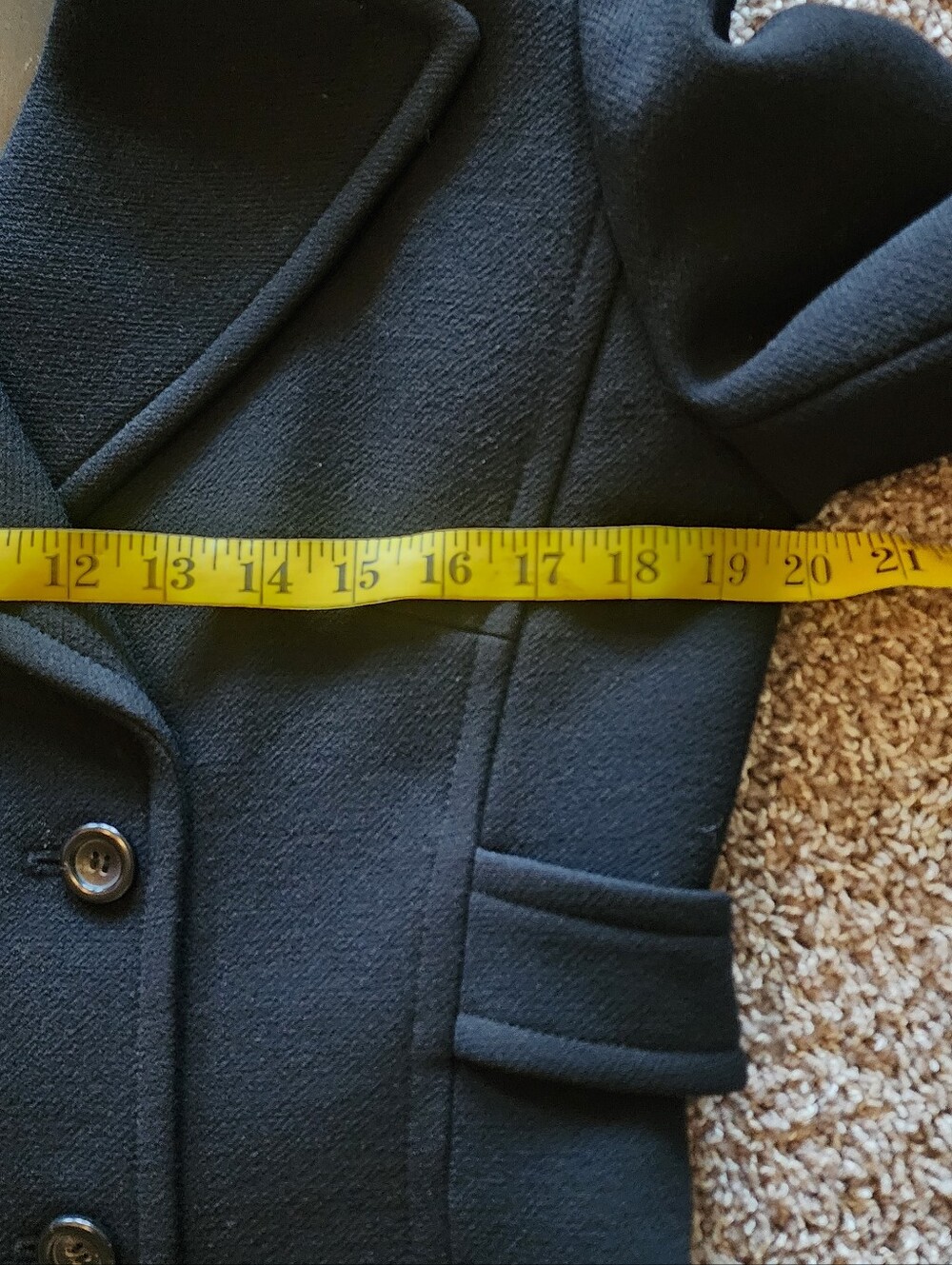 J.Crew Black Wool Double Breasted Trench Coat Peacoat Jacket Sz 6 - Picture 9 of 11